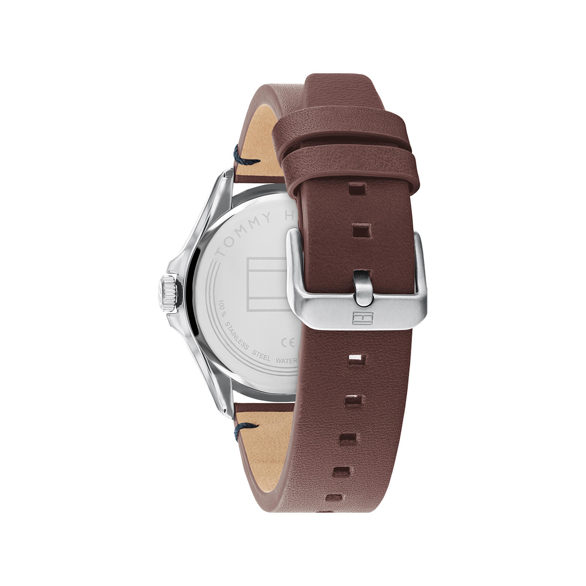 Montre Tommy Hilfiger homme acier bracelet cuir marron
