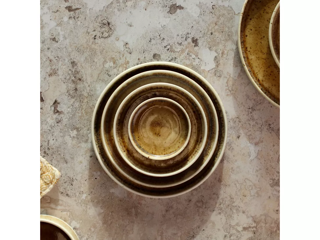 Ogo Living - Lot 6 Assiettes Plates Stack 9cm En Porcelaine Marron