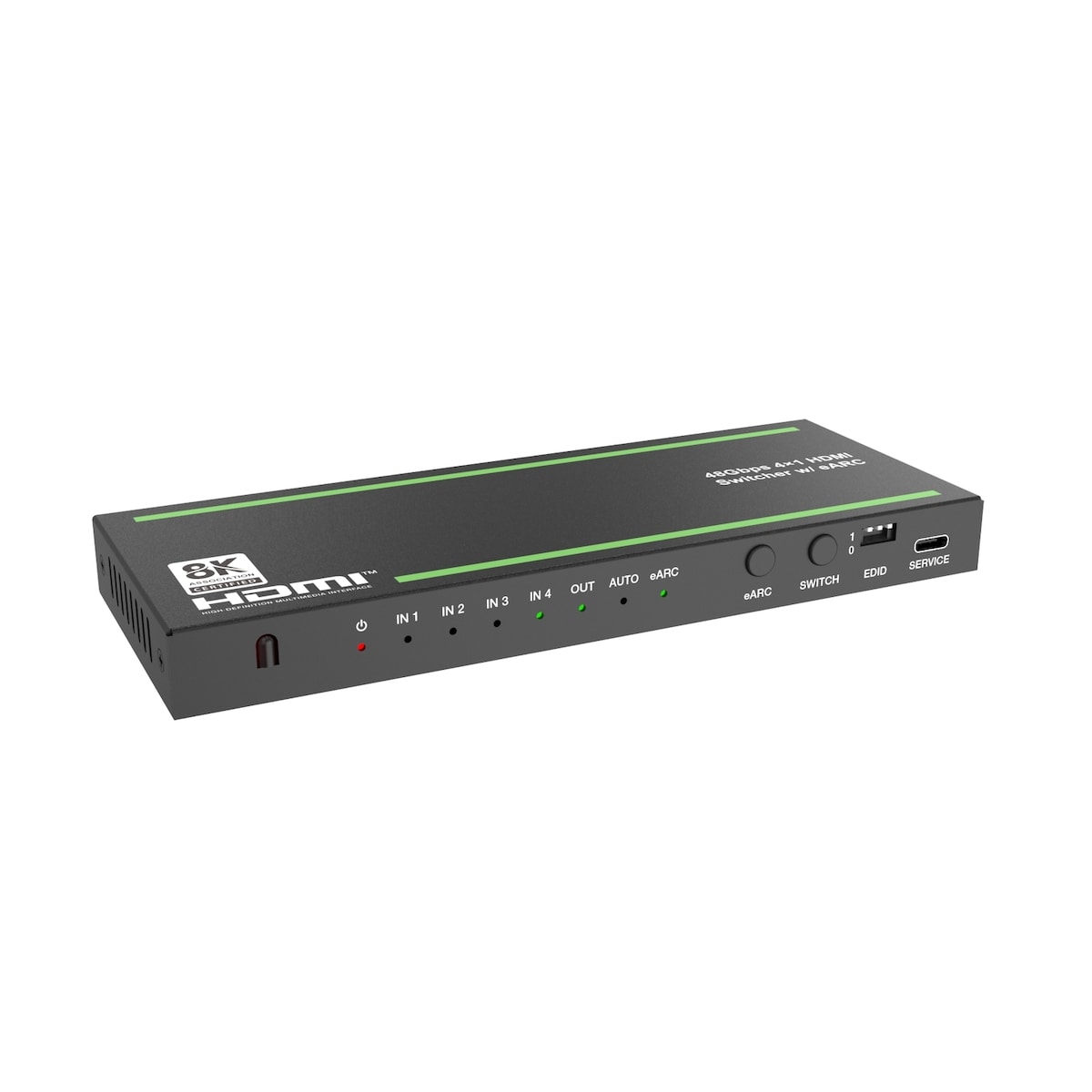 NÖRDIC 8K HDMI 2.1 eARC/ARC Switch og Extractor 4 til 1 Optisk SPDIF & Stereo CEC HDR Dolby Atmos, True HD, Digital Plus, DTS-HD Master