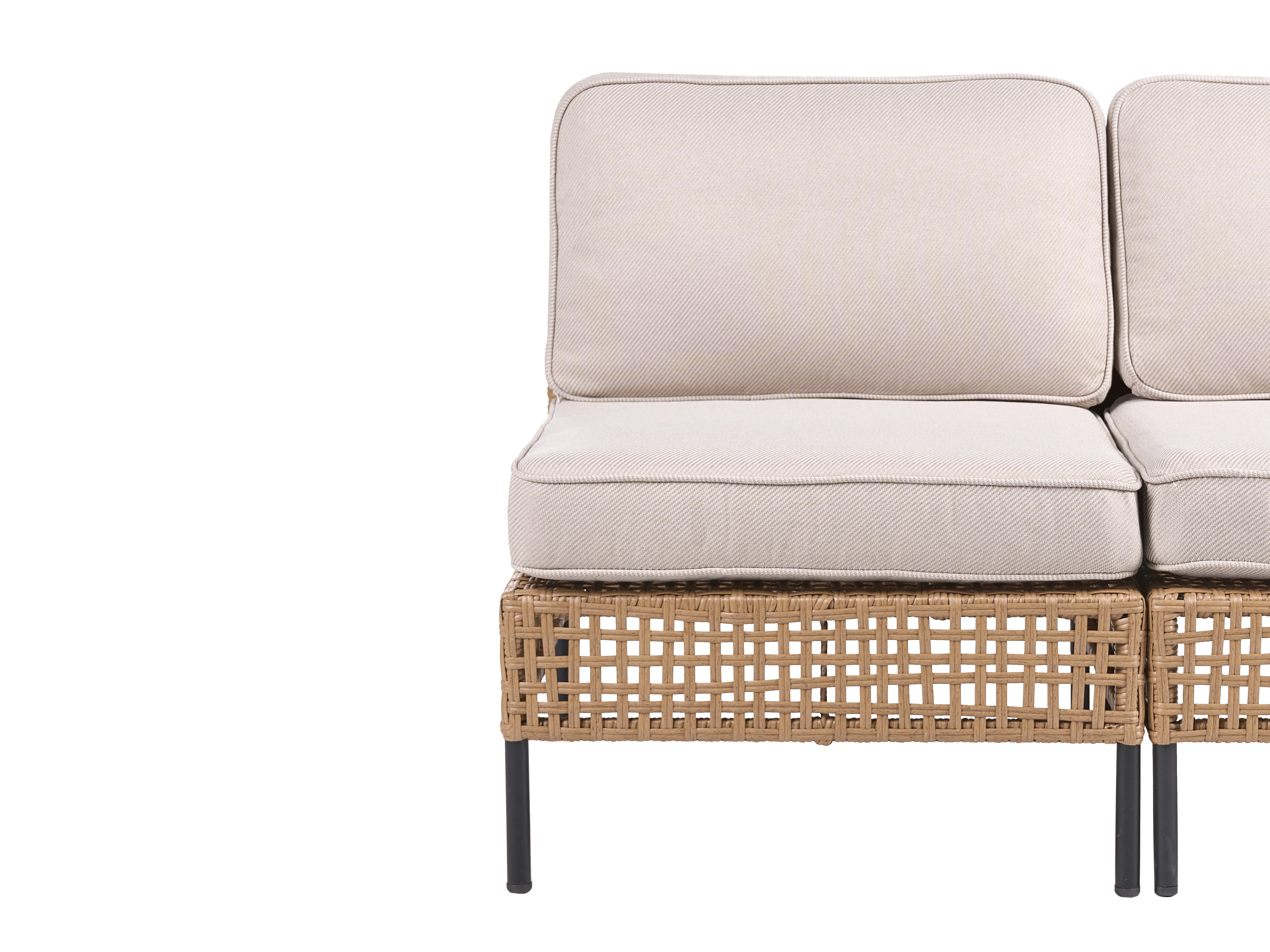 Tuin hoekloungeset met tafel 6-zits OMEGANA modulair PE rotan Lichtbeige