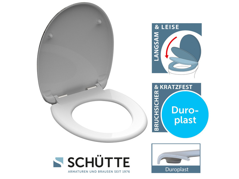 WC zitting duroplast, met soft-close-mechanisme