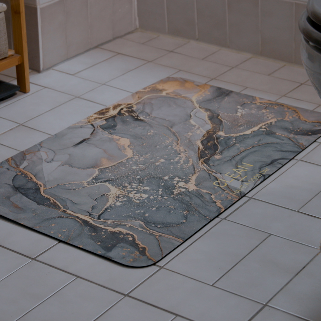 (50x80cm) Marble Badteppich Anti-Rutsch Badematte Wasserabsorptions Boden Teppich - Anthrazit