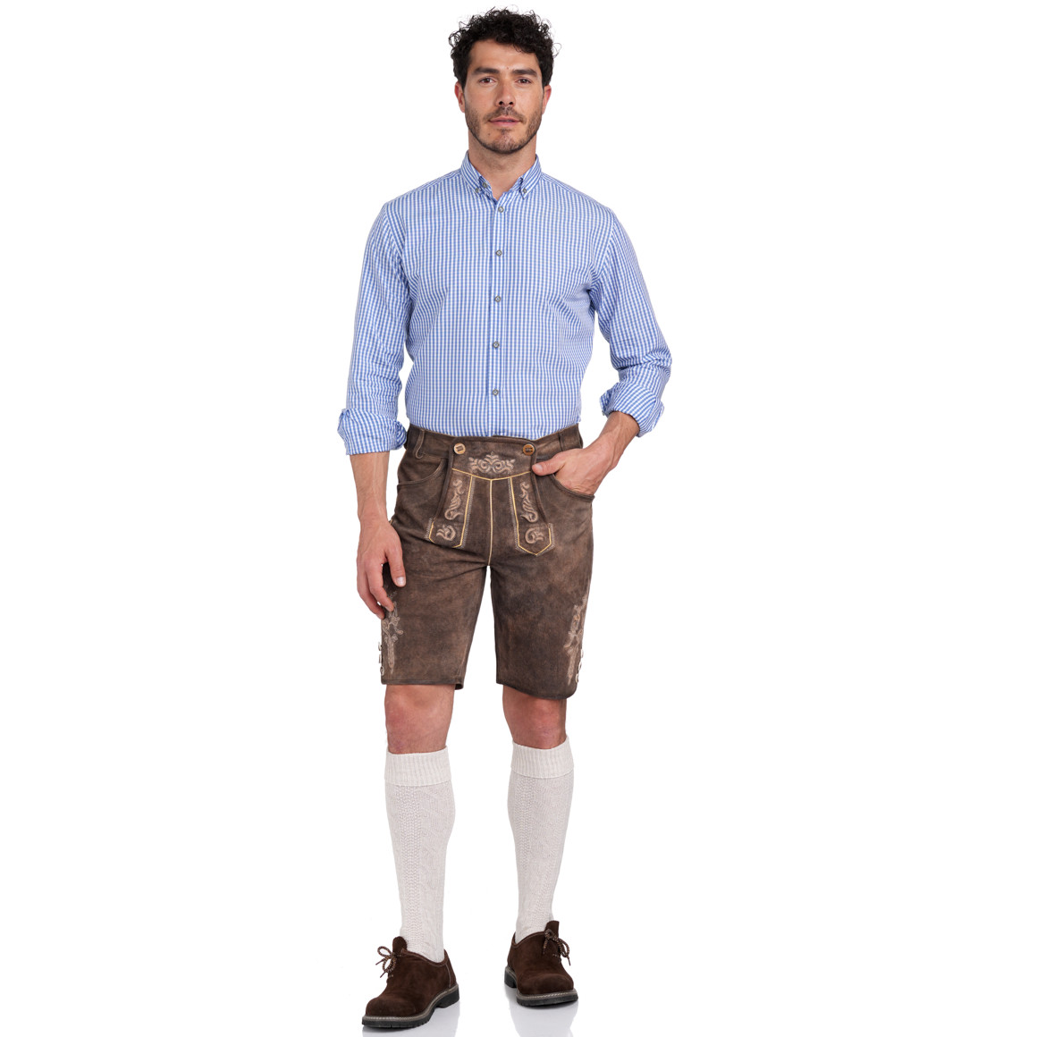 Herren Hemd mit feinem Karo-Muster blau / weiss