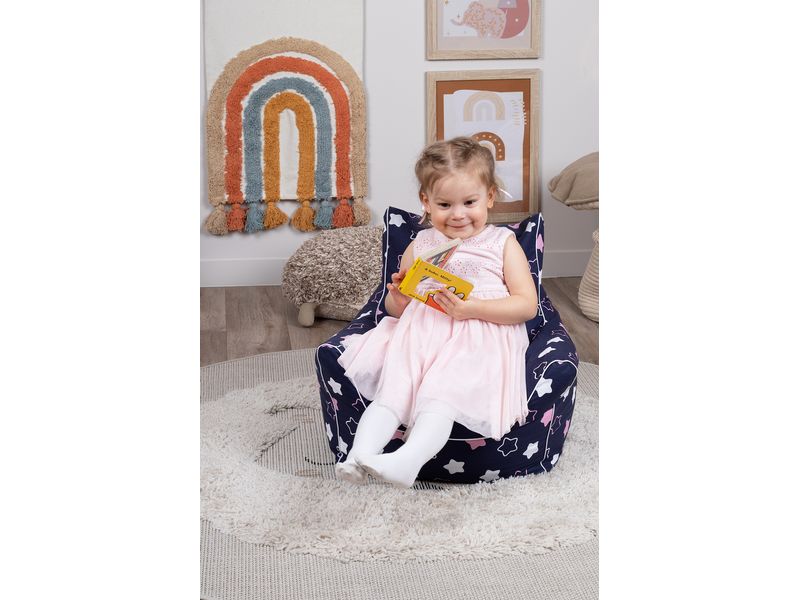 Knorrtoys Kindersitzsack «Star blue pink» Bequemer Sessel für Kinder
