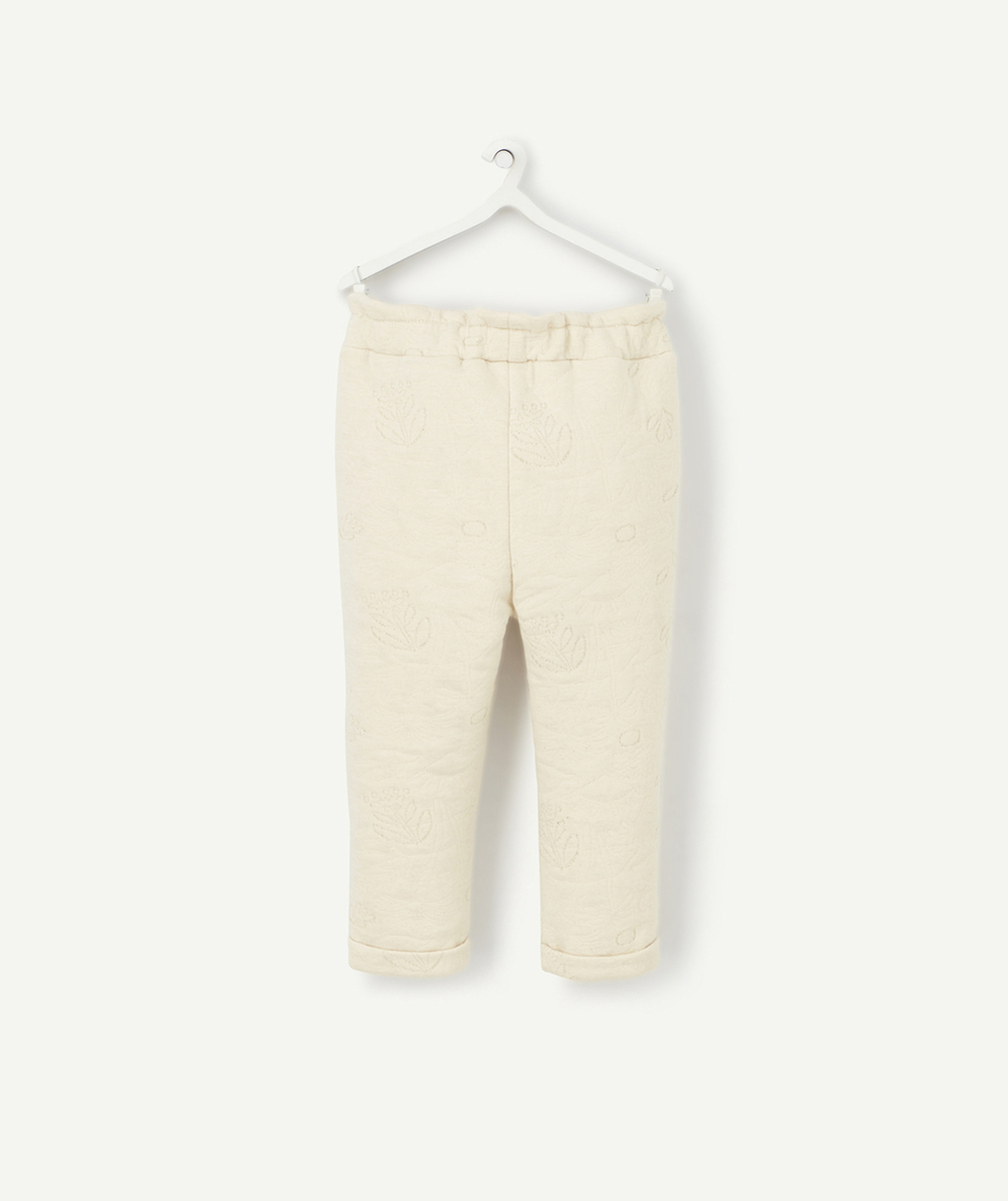 PANTALON DE JOGGING BÉBÉ FILLE ÉCRU AVEC DÉTAILS COULEUR DORÉE