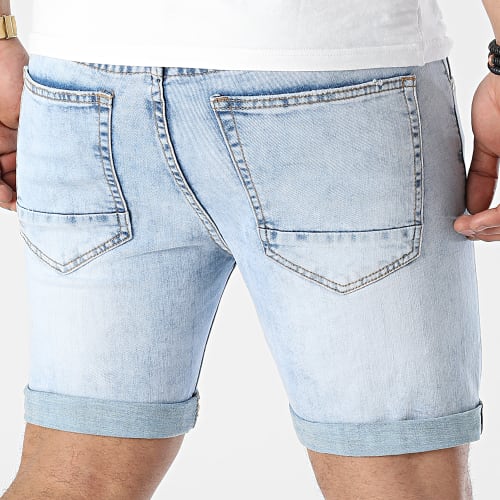 Short Jean Avec Dechirures 0020 Bleu Clair