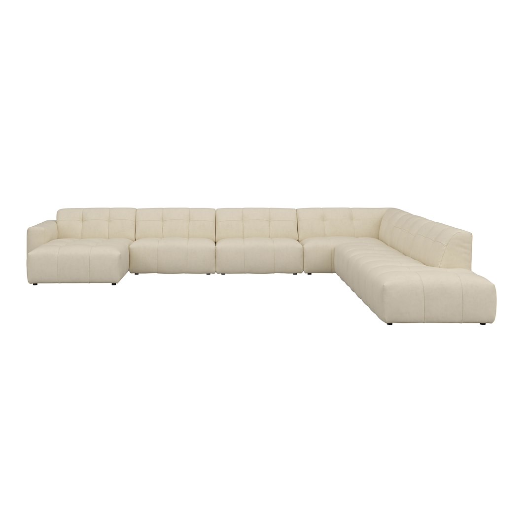 Chess U-sofa oppsett Sjeselong venstre, 3-seter og åpen ende høyre. I tekstil Velvety 03 Ivory