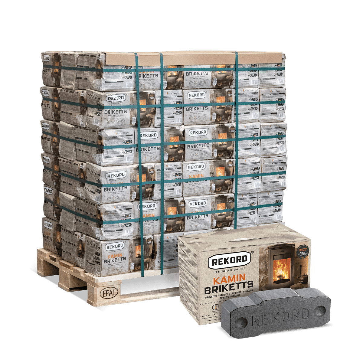 Record bruinkoolbriketten 10kg x 90 pak 900kg pallet