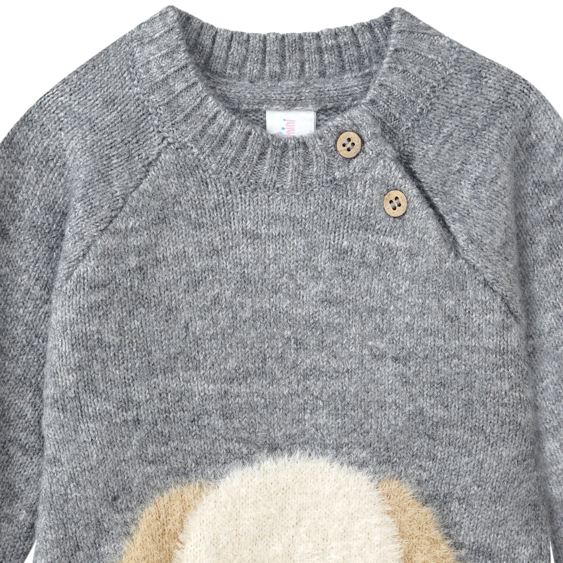 Topomini Baby Strickpullover mit Hunde-Motiv hellgrau