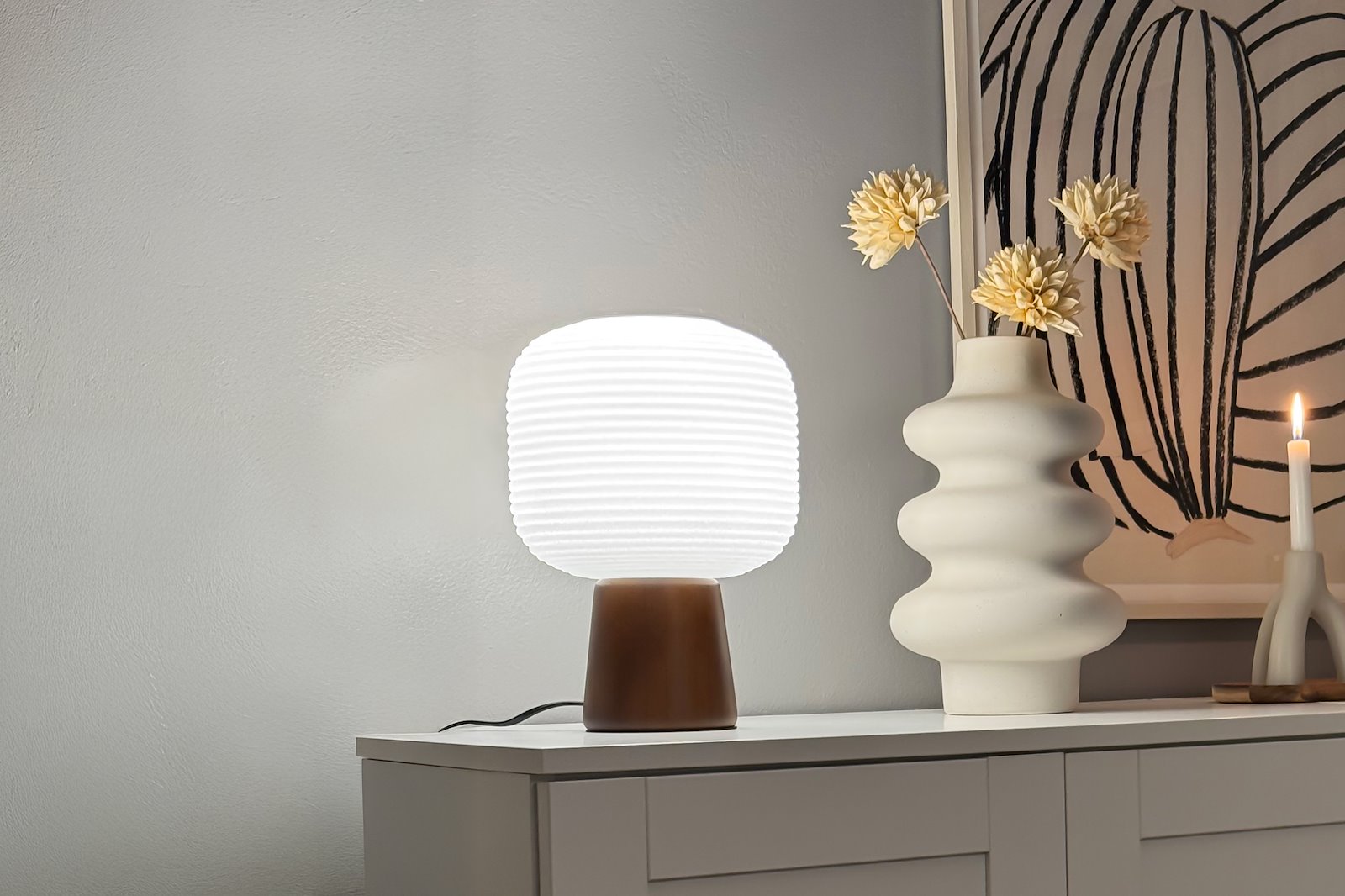 Aura bordlampe brunbeis/hvit E27