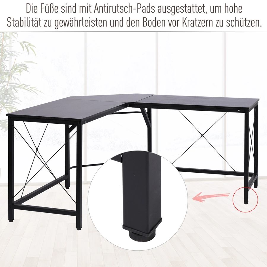 HOMCOM Winkelschreibtisch schwarz