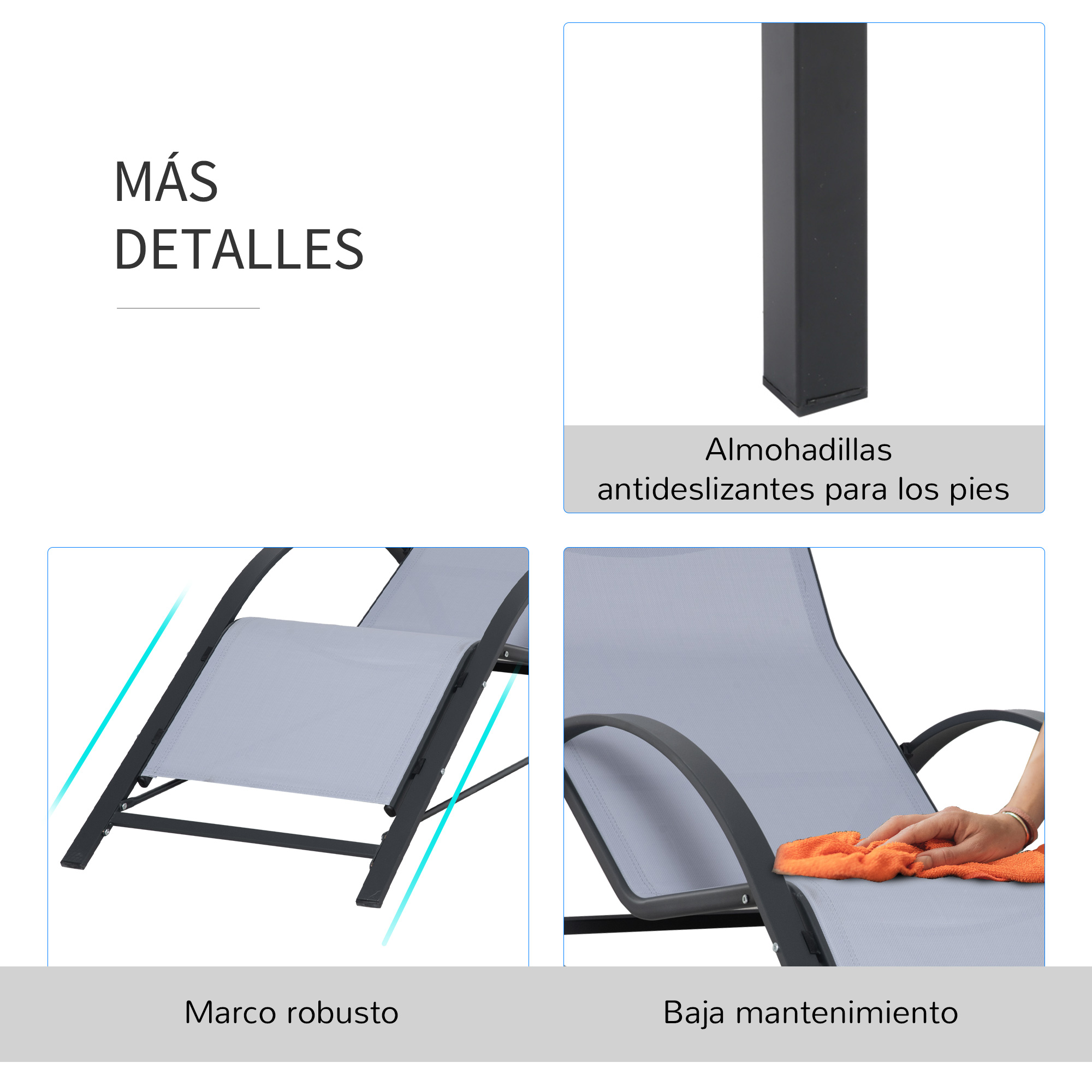 Conjunto de espreguiçadeiras Outsunny cinza