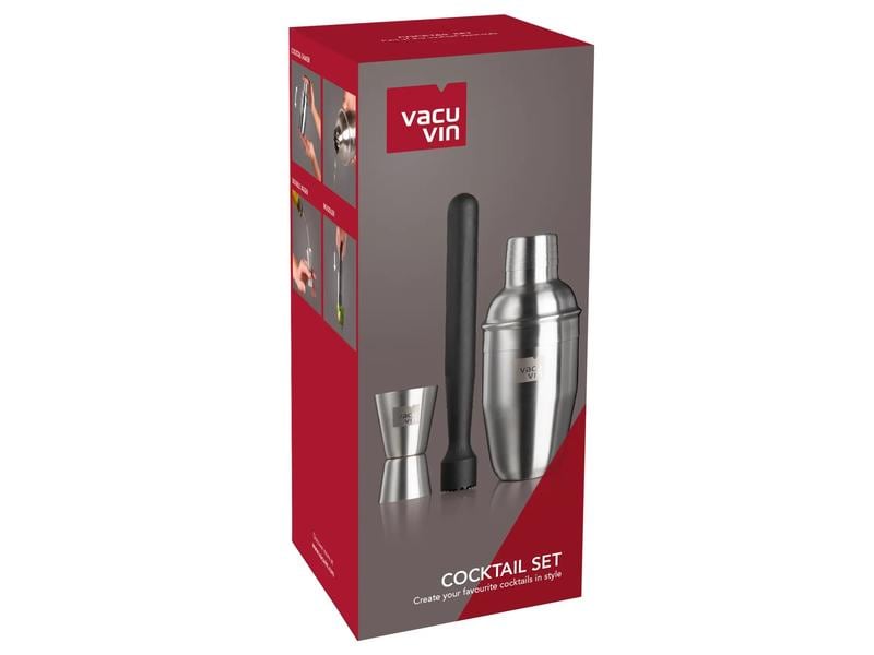 Vacuvin Drink Mixer Set 0.35 l, Silber Cocktailset Starter-Kit