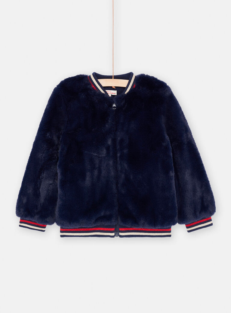 Cardigan marine en fourrure synthétique pour fille
