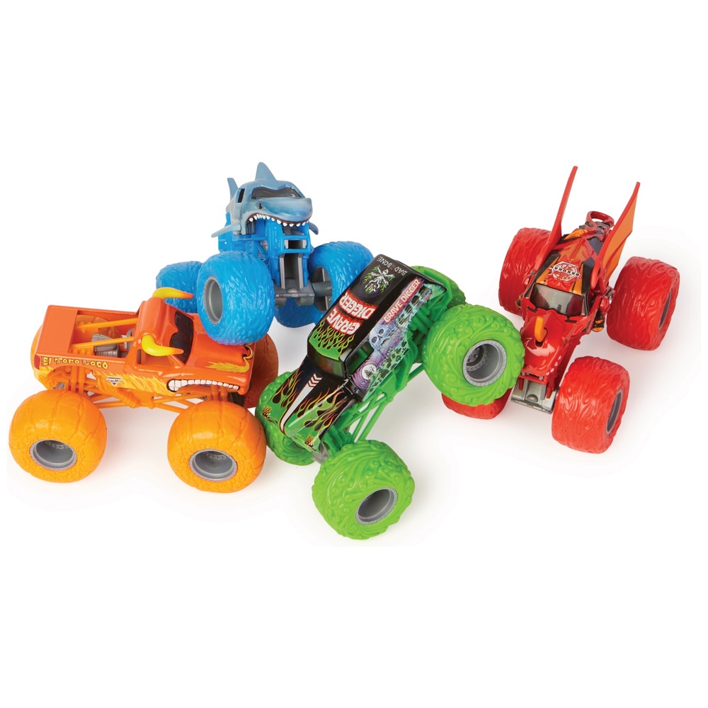 Monster Jam Offizielles 1:64 Megalodon 4er-Pack Monster Trucks