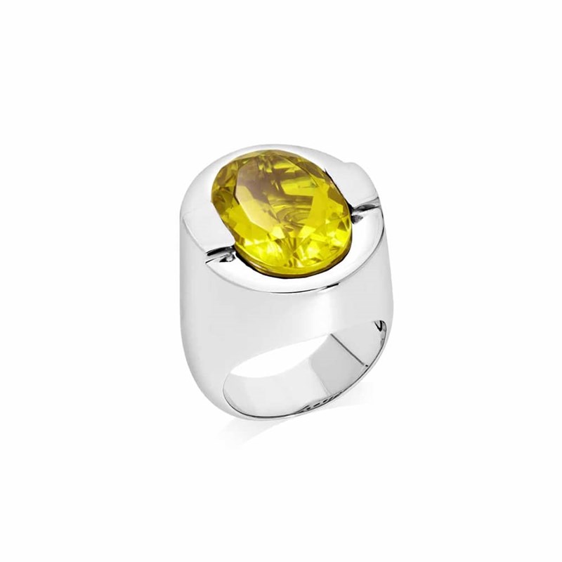 Bague Diane Argent  Pierre Quartz Jaune
