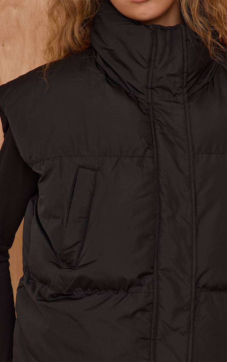 Noir Gilet Sans Manches Matelassé À Épaules Structurées