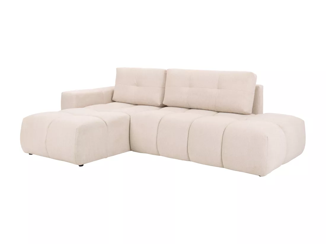 Canapé d'angle gauche convertible en tissu texturé beige TRIMALDI