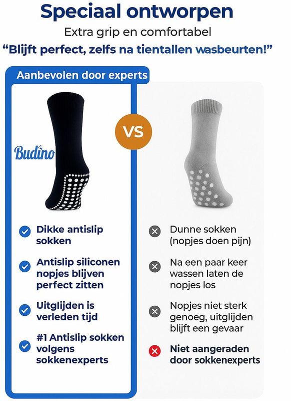 Huissokken anti slip - Antislip sokken - maat 39-42 - 1 paar - Blauw