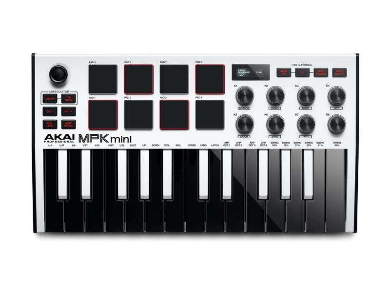 Akai Keyboard Controller MPK Mini MK3 White 25-Tasten Mini MIDI Kontroller