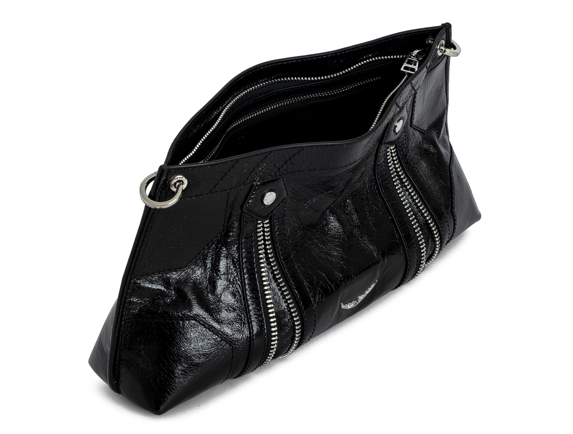 SUNNY MOODY - Sac bandoulière en cuir verni vintage | Noir