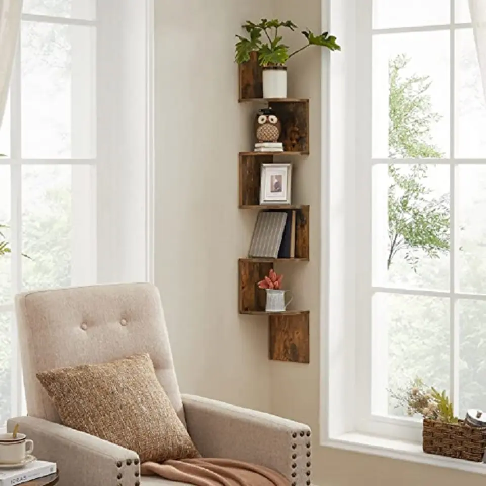 Dok Home - Wandplank - 5 planken - Vintage - Donkerbruin