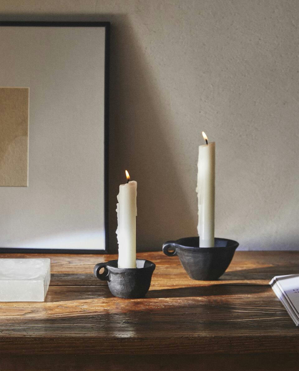 SUPORTE PARA VELA DE CHÁ PRETO METÁLICO