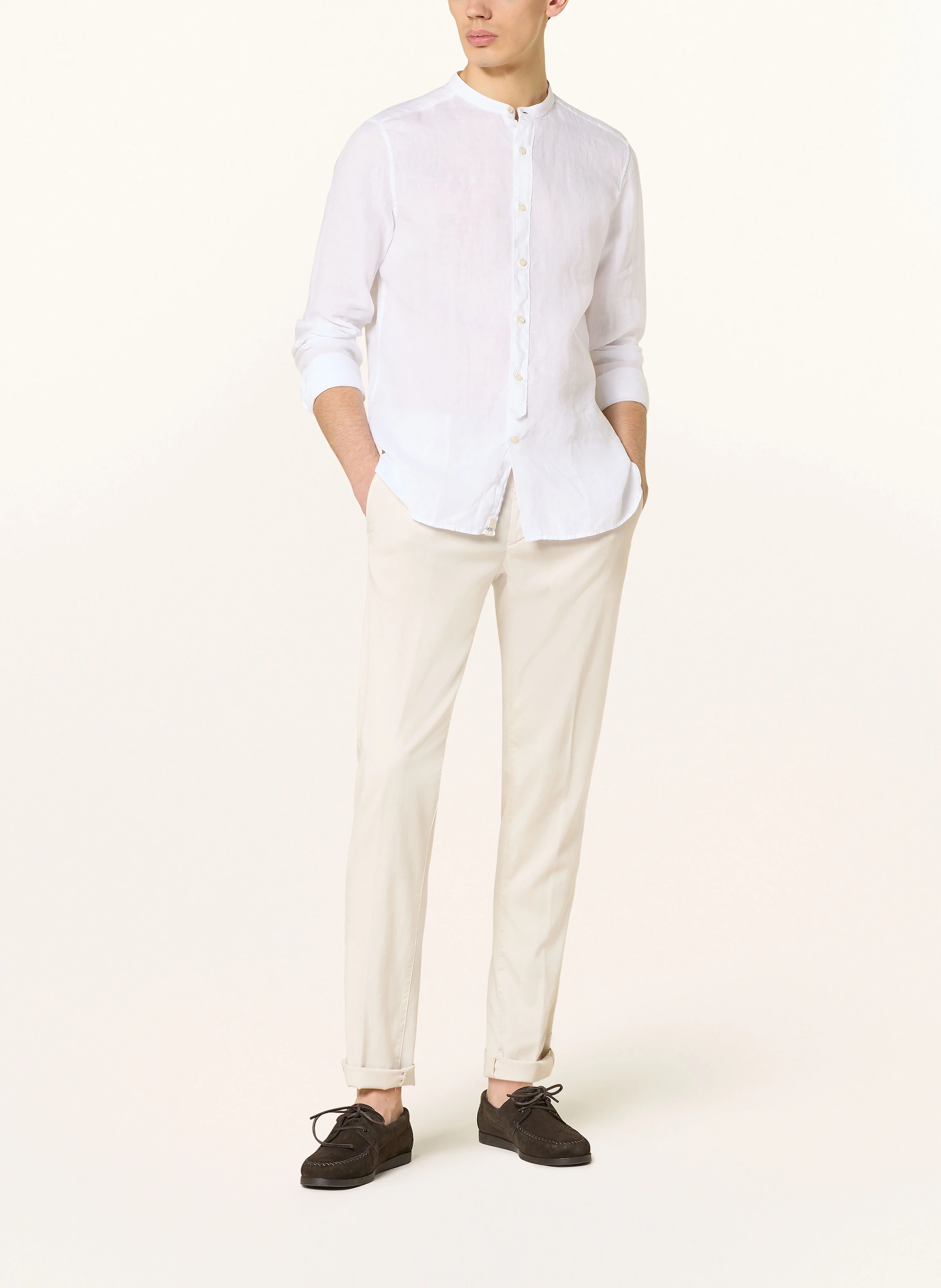 tintoria mattei Leinenhemd Slim Fit mit Stehkragen