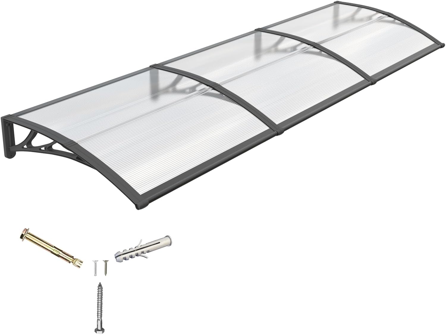 Vordach für Haustür,300x100cm Fenstervordach für Türen,Polycarbonat Pultvordach Überdachung für UV-,Regen- und Schneeschutz – Ideal für Veranda, Terrasse und Fenster