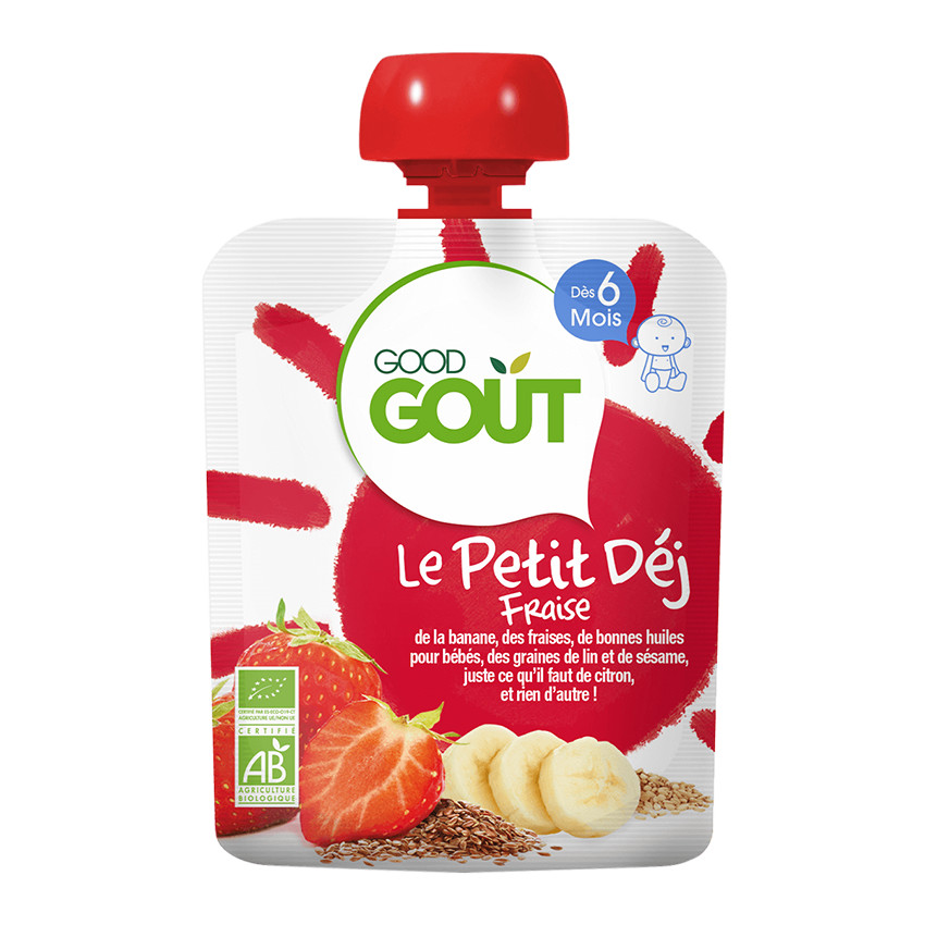 Gourde petit déjeuner à la fraise bio - 70g