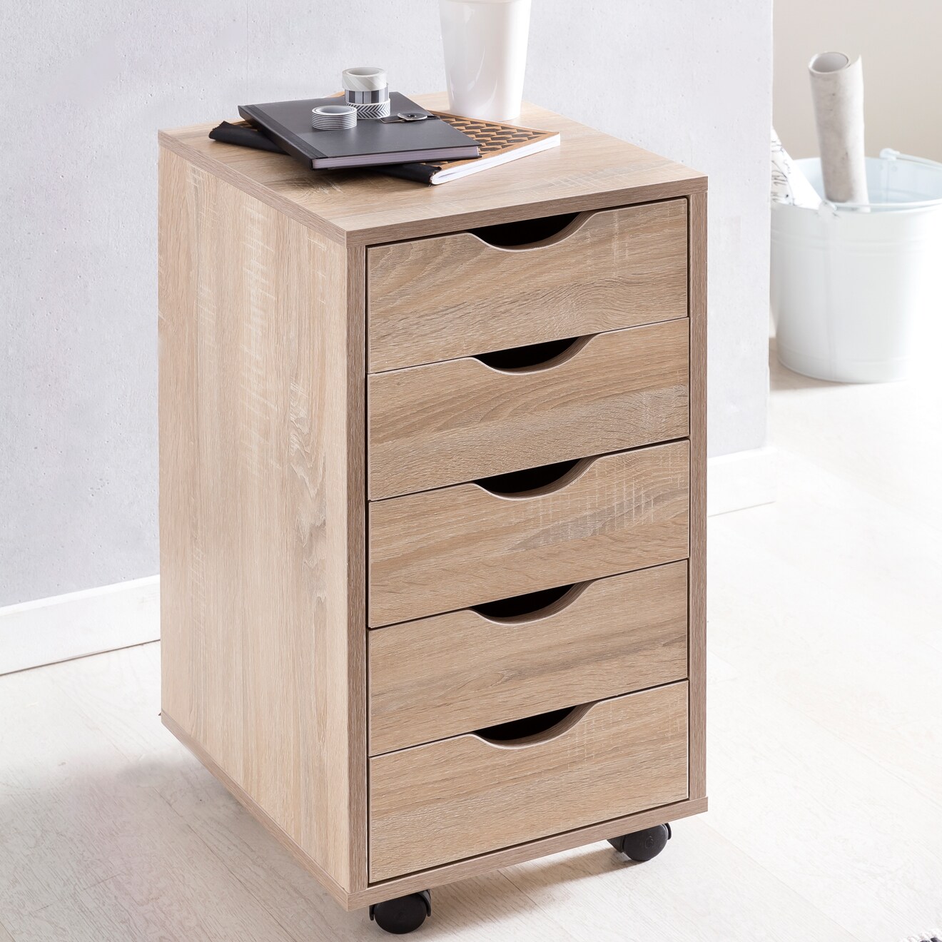 KADIMA DESIGN Rollcontainer, 5 Schubladen, MDF-Holz, Büro/Wohnzimmer - Stilvoller Stauraum