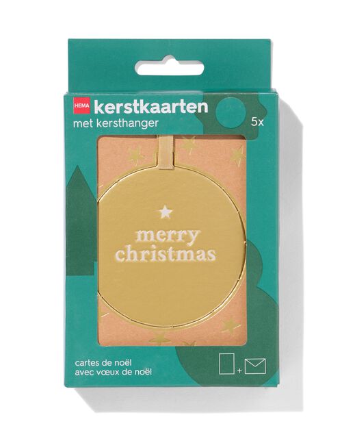 5 cartes de Noël avec dcoration de Noël à suspendre