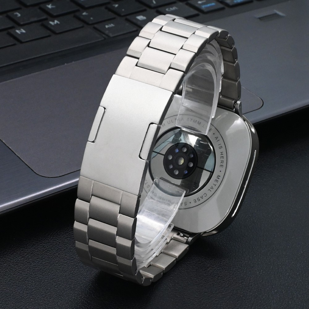 Samsung Galaxy Watch 8 Classic (46mm) Edelstahl Armband mit Gliederunterteilung und Faltschliesse - Titan