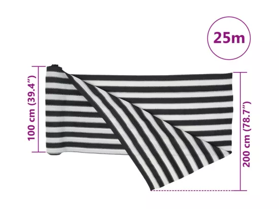 Filet brise-vue anthracite et blanc 2x25 m PEHD 150 g/m²