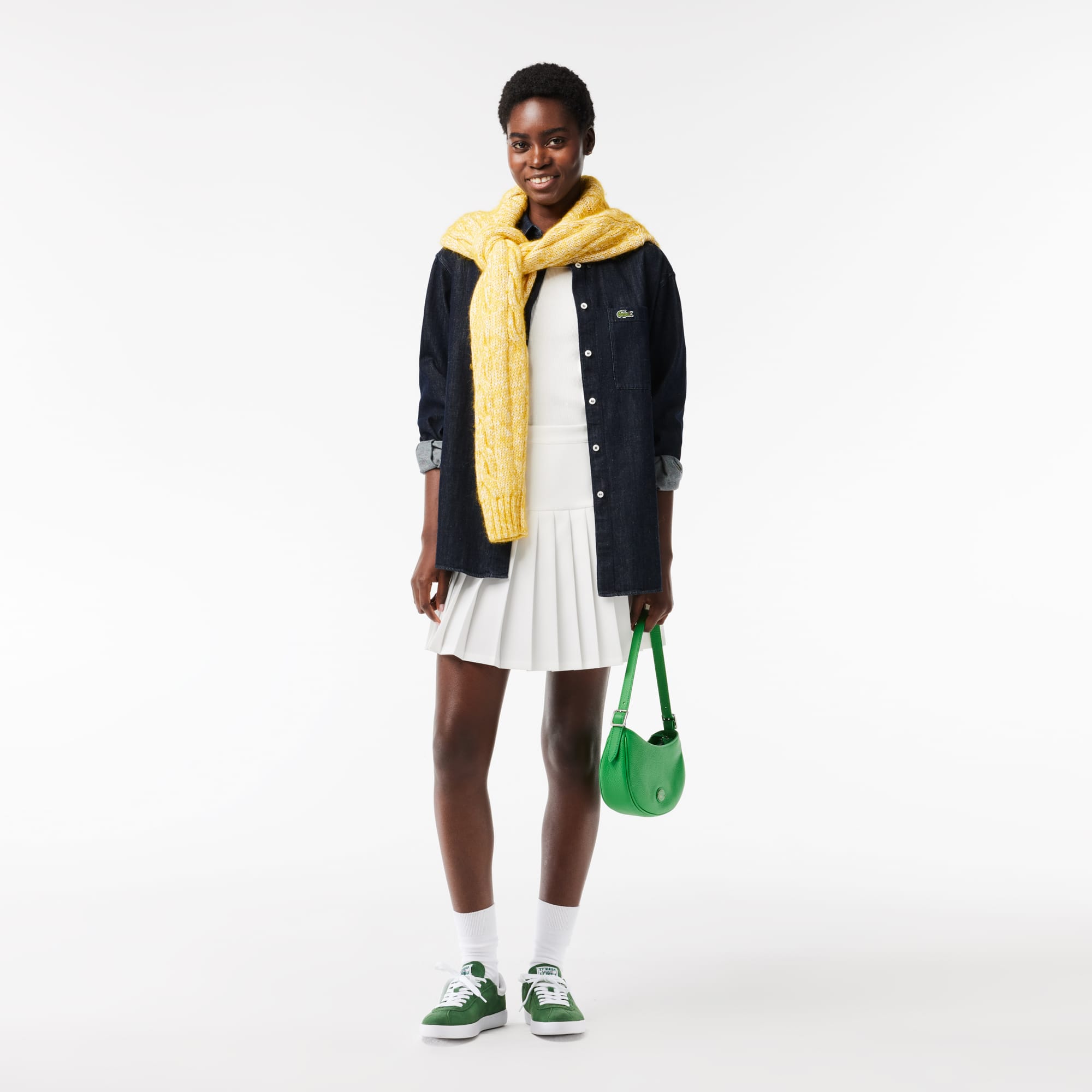 Chemise femme Lacoste oversize avec poche en denim de coton Chemises & Hauts - Bleu - Lacoste - Femme