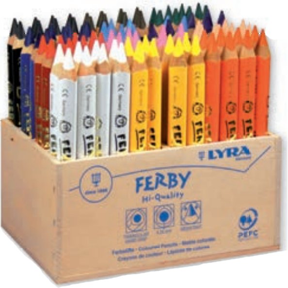 Crayon couleur lyra ferby triangulaire 120mm extrémité fermée usage économe mine 6.25mm diamètre coffret scolaire 96u