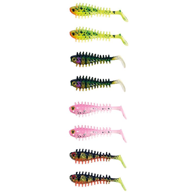Kit Leurres Souples Fox Rage Micro Spikey Fry Tail Uv Mixed Colour