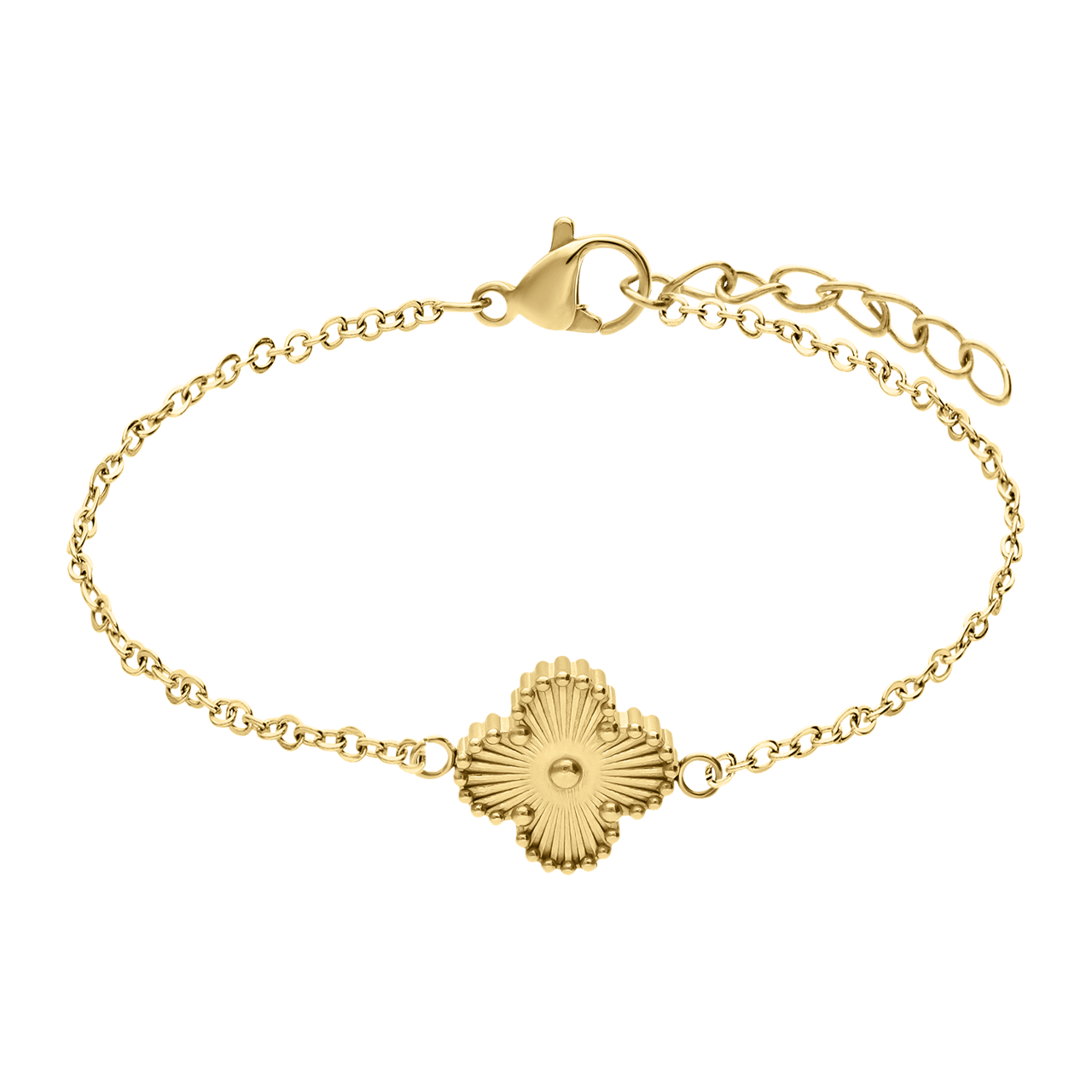 Stalen goldplated armband met klaver