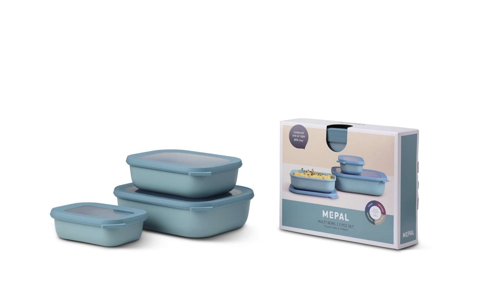 Mepal Cirqula Multischüssel Set rechteckig flach 3-teilig  Nordic blue