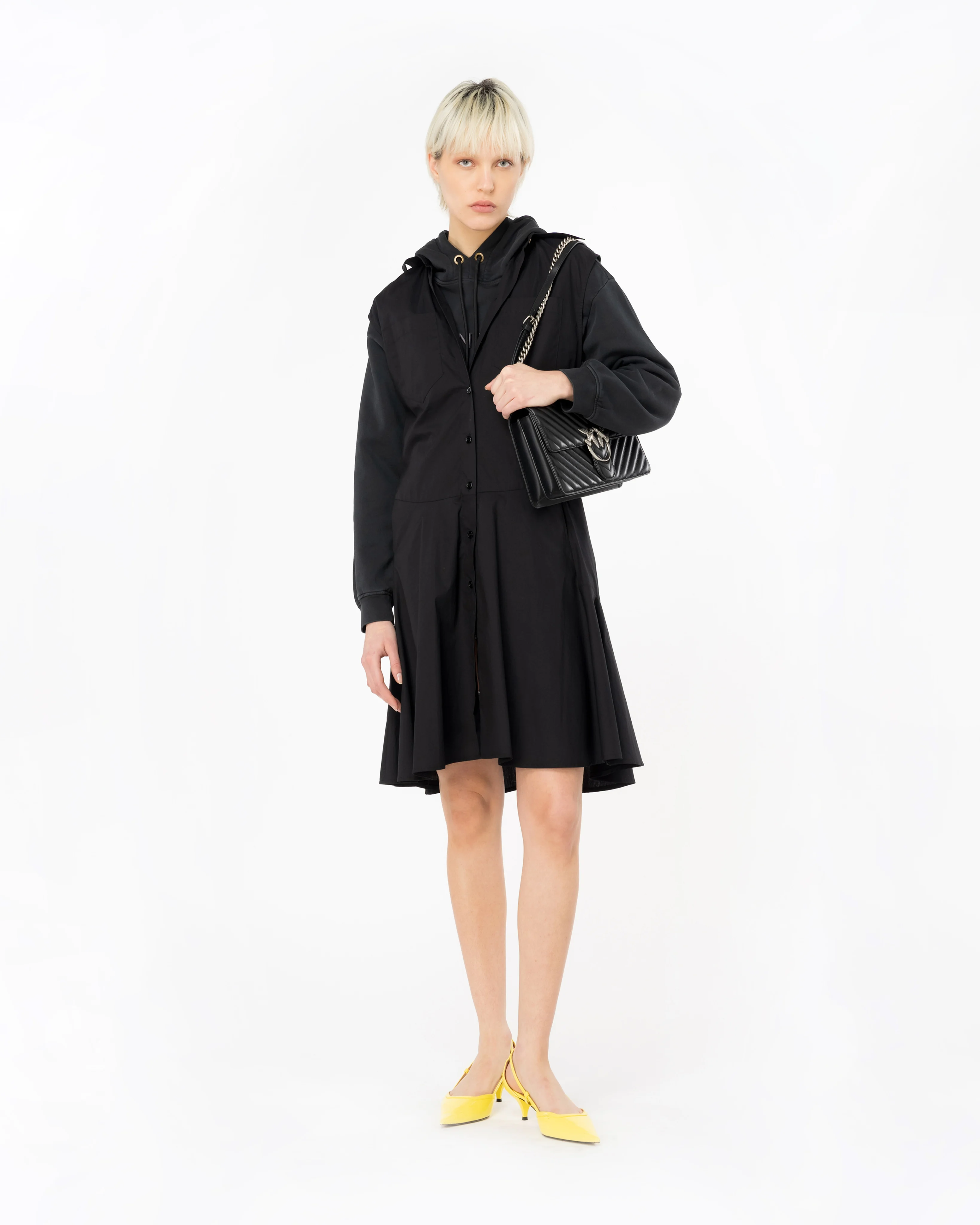 Robe chemise avec ceinture love birds | Noir