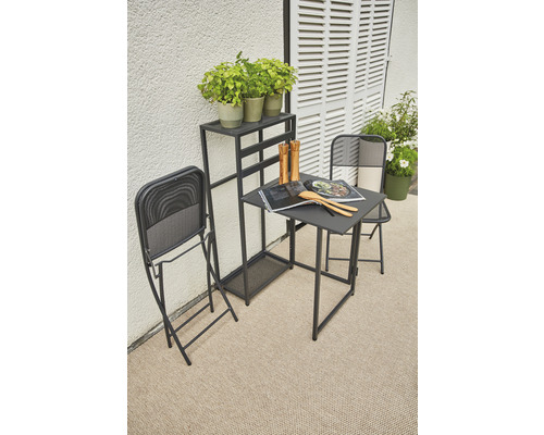 Siena Garden 2-zits balkonset bestaande uit: tafel, 2 stoelen, antraciet aluminium, opvouwbaar