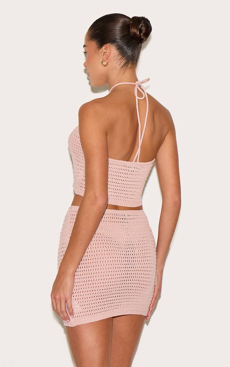 Rose Poudré Haut À Col Noué Avec Applique Florale