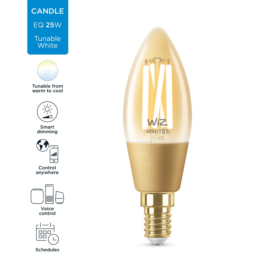 WiZ - C35 Amber Candle E14 Justerbar Filament - Smart Home