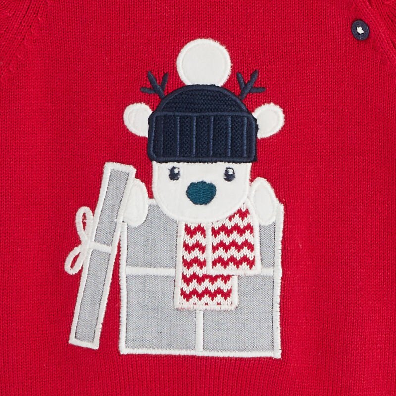Pull maille patch renne rouge bébé garçon Rouge