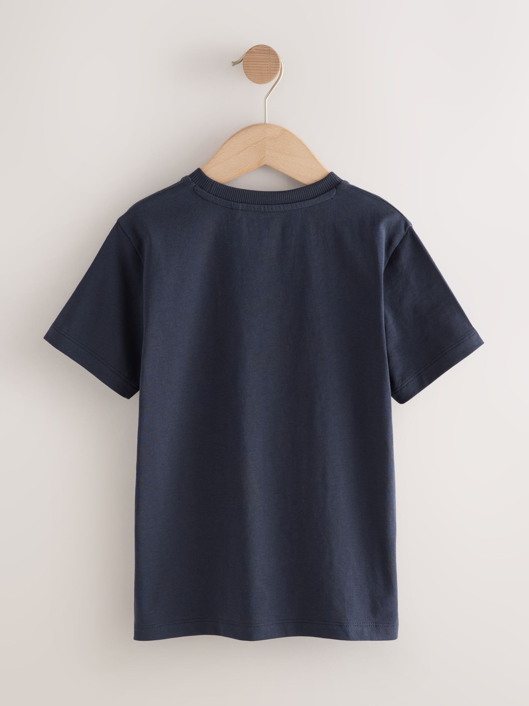 Navy Digi Happy Face - T-shirt met normale pasvorm, korte mouwen en all-over print (3-16jr)