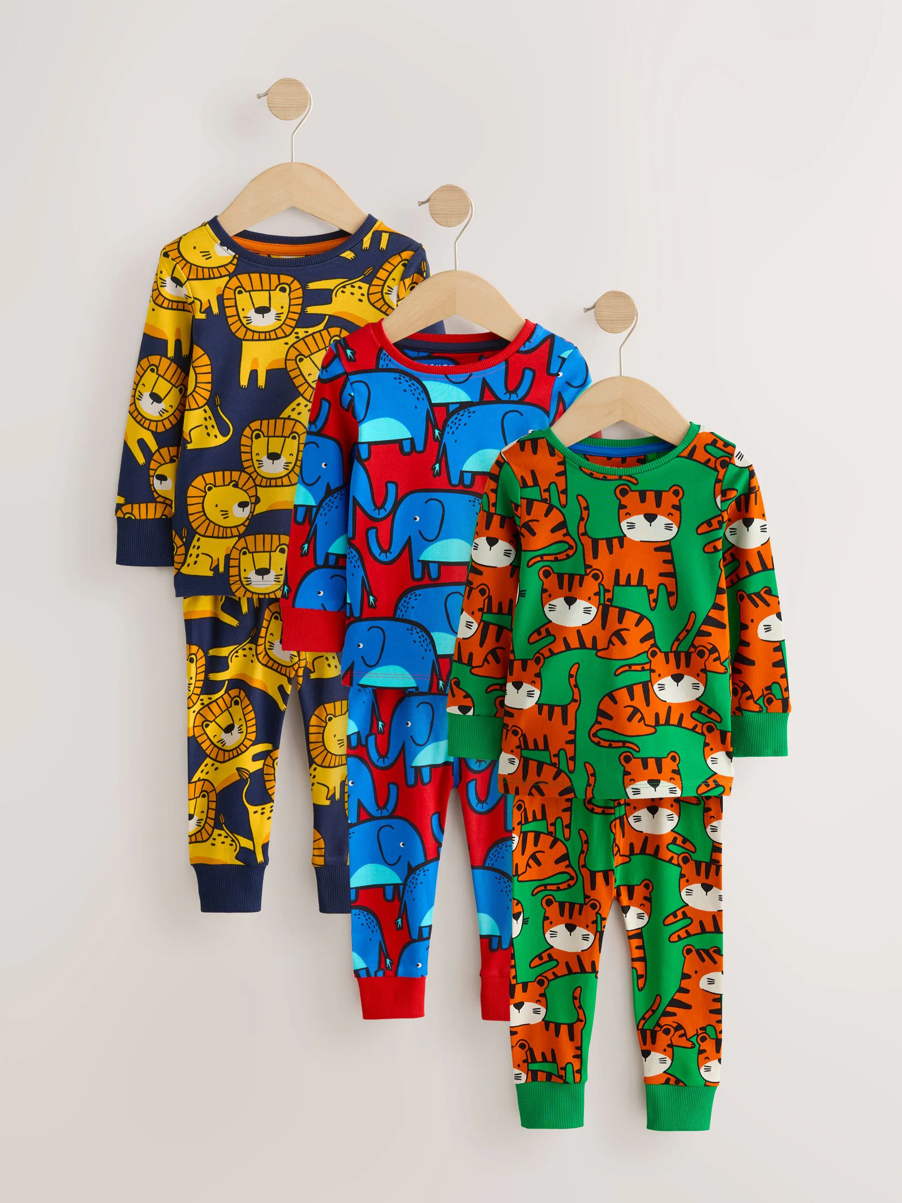 Vrolijk gekleurde dierenprint - Verpakking van 3 knusse pyjama's (9 mnd-8 jr)