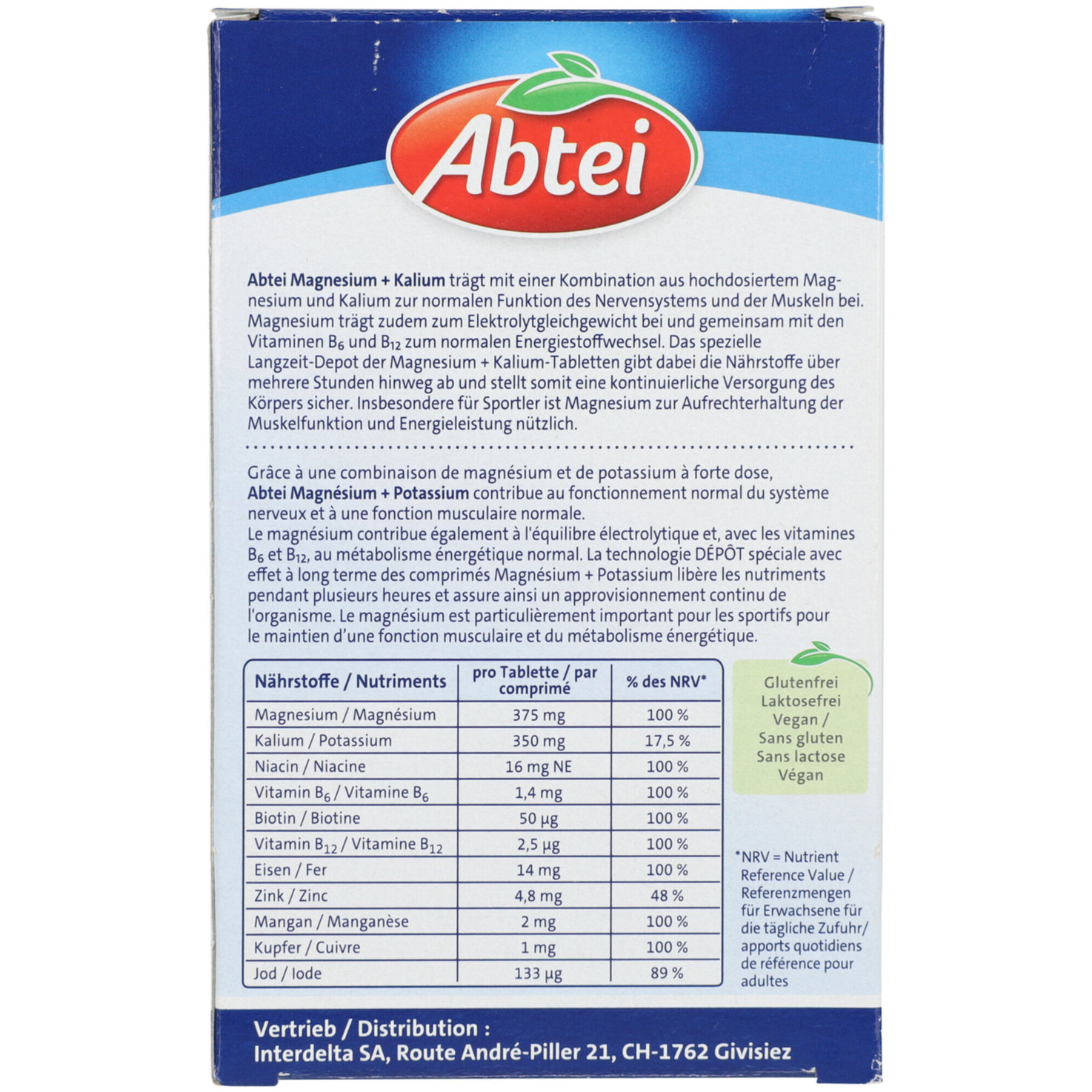 Abtei Magnesium + Kalium 30 Tabletten
