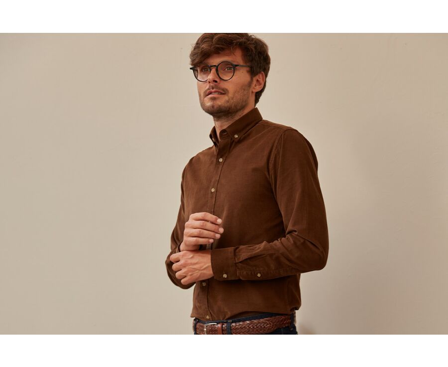 Chemise en velours Chocolat - WAYNE