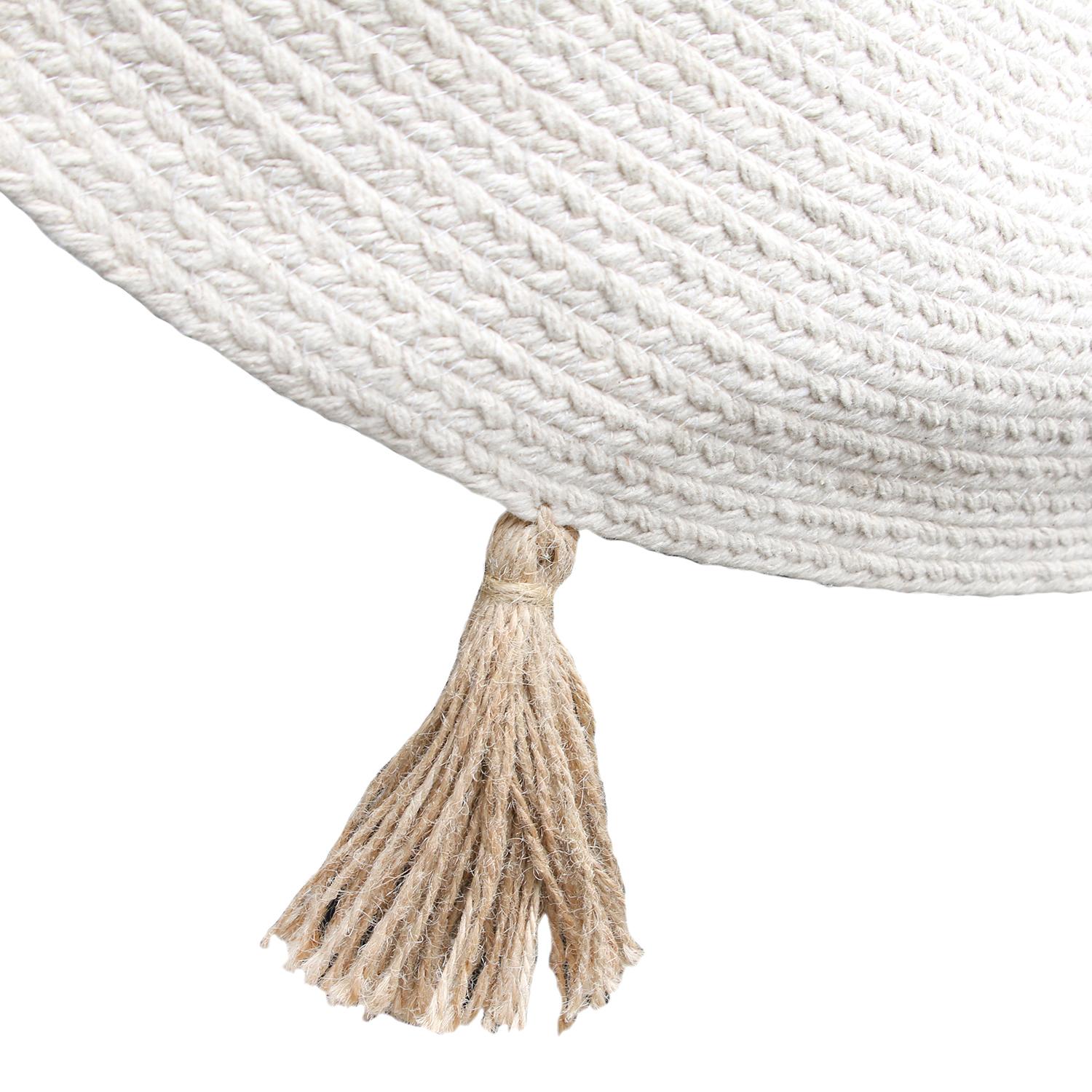TAPIS ROND COTON POMPON BEIGE 90CM