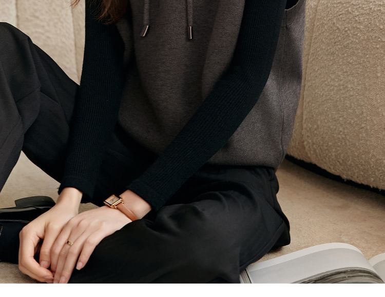 Jeonseon - Melange Hooded Sweater Vest